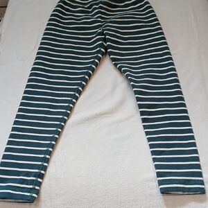 Hanna Andersson Teal and White Striped Kids Leggings